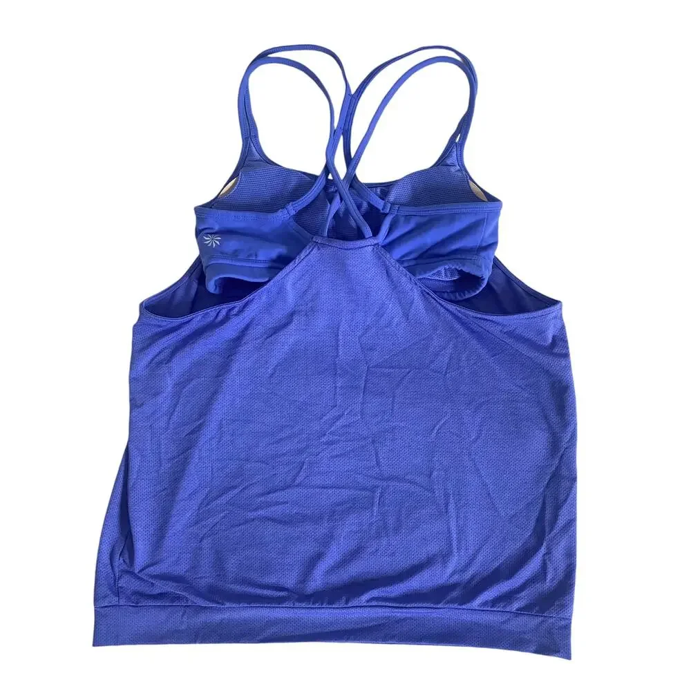 Athleta Energize Mesh Racerback Strappy Tank Top Sports Bra Blue Womens Size XS - Picture 3 of 9